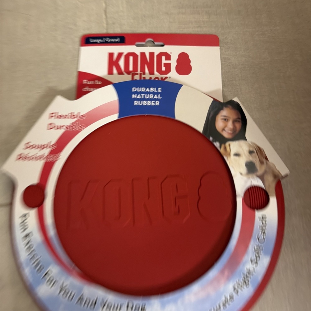 New KONG 26299 Flexible Flyer Frisbee LARGE 9" Durable Soft Rubber Dog Fetch Toy - Picture 1 of 5